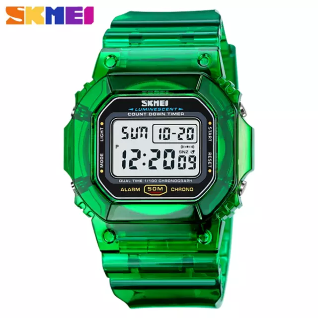 Reloj de pulsera digital SKMEI para hombre con correa transparente relojes estudiantes niños niñas