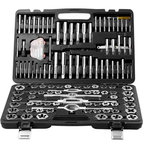 VEVOR Coffret Tarauds et Filières 116 Pièces Métrique M3-M18 et SAE Kit de Tarau