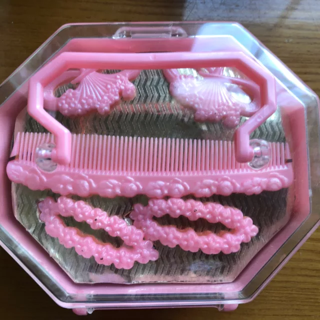 Estuche de tocador rosa vintage de juguete - Deadstock