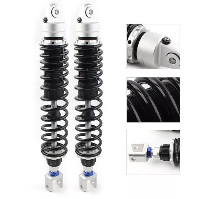 2* 400mm 15.7" Black Moto ATV Air Shock Absorber Damper Fit Honda Yamaha Suzuki