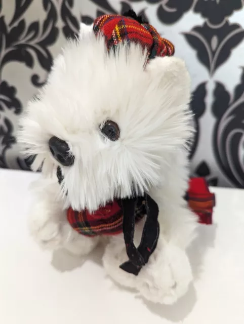 Westie With Tartan Outfit Dog Soft Toy Keel Toys White
