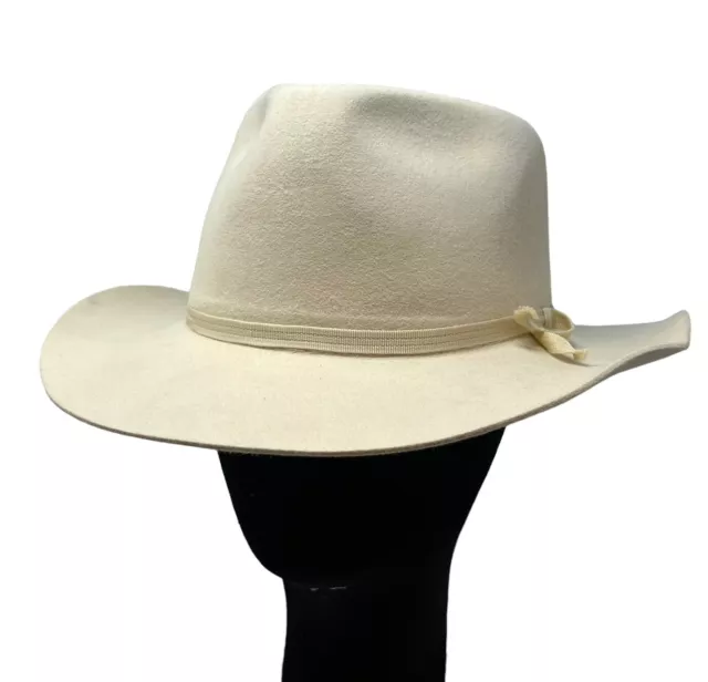 Akubra Reily Men's 58 7 1/4 Outback Pure Fur Felt Western Cowboy Hat White Cream