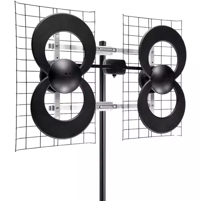 Antennas 4 UHF Indoor Outdoor TV Antenna, Multi-Directional, 70 Mile Range, Mast