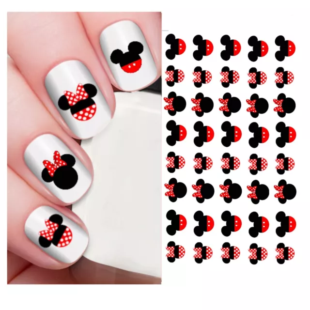 Minnie Mouse Disney Nail Art Wraps Water Transfers Decals red polkadot x 40 CC3