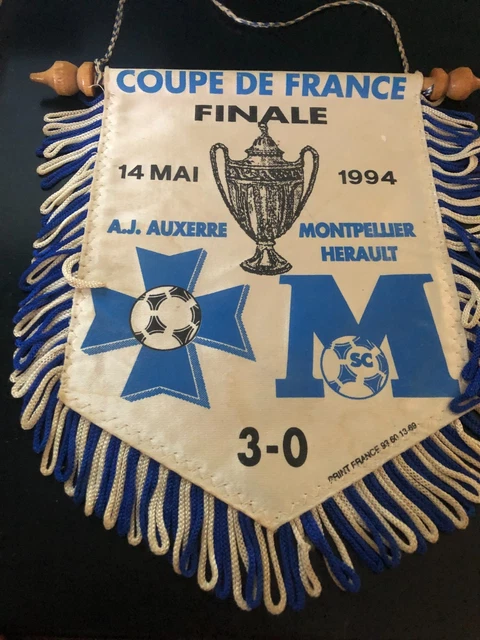 PENNANT WIMPEL FANION MONTPELLIER V AJ AUXERRE FINALE COUPE DE FRANCE 1994