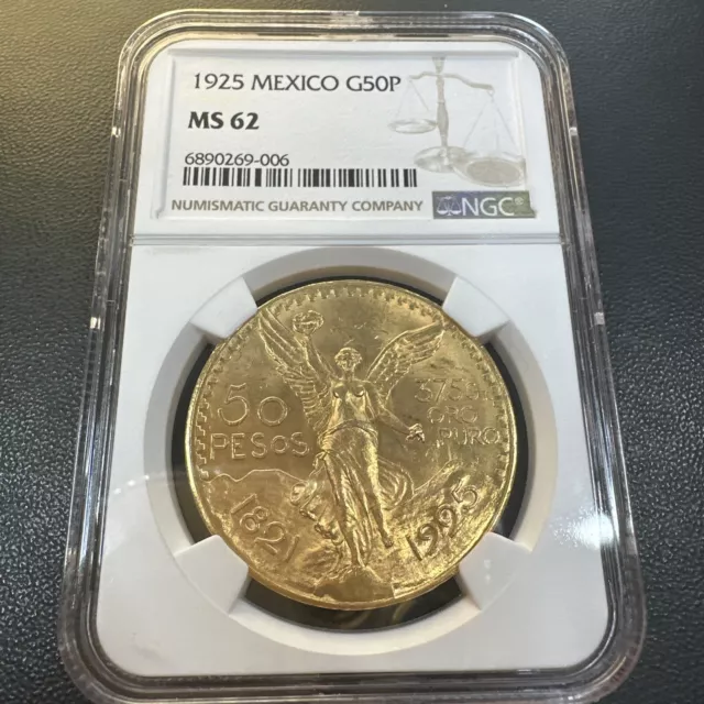 1925 Mexico Gold 50 Pesos - NGC MS 62 | Stunning & Lustrous Early Date Coin