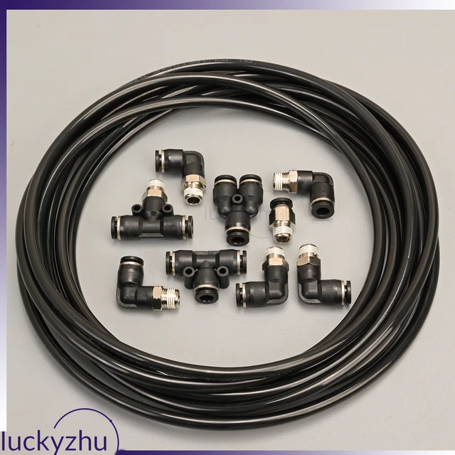 PUSH LOCK BLACK Vacuum Fitting Kit Turbo Wastegate & Solenoid for Turbo