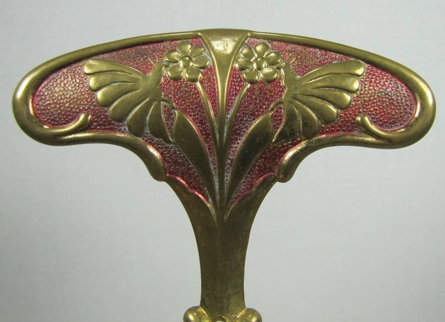 Antique Bronze Art Nouveau Hanger Hook Bracket Butterfly Flower ornate brass wsh 3