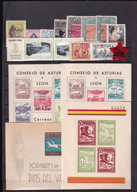 Spain  ( Civil War ) nice lot of stamps and blocks see scan