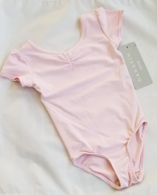 DANSKIN NOW Light Pink Cap Sleeve Leotard Front Lining Girls Size XXS (2-3) -NWT