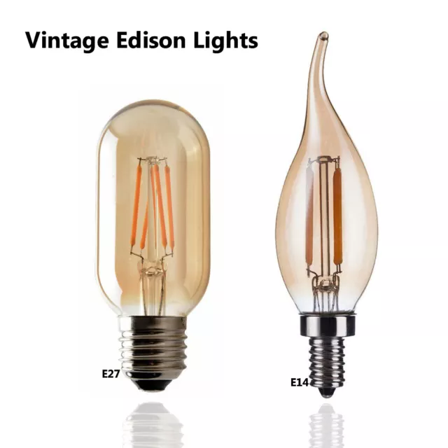 Vintage Filament LED Edison Bulb Dimmable E14 E27 Decorative Industrial Light A+