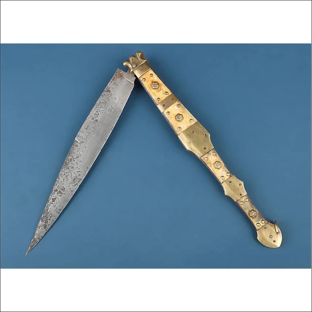 Antique Spanish Valero Jun – Zaragoza Navaja Pocket Knife. 15.94 in. 19th Centur