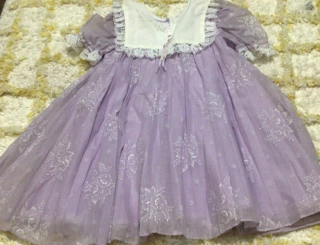 Vtg Miss quality purple floral pageant party sheer sz 6 girls dress