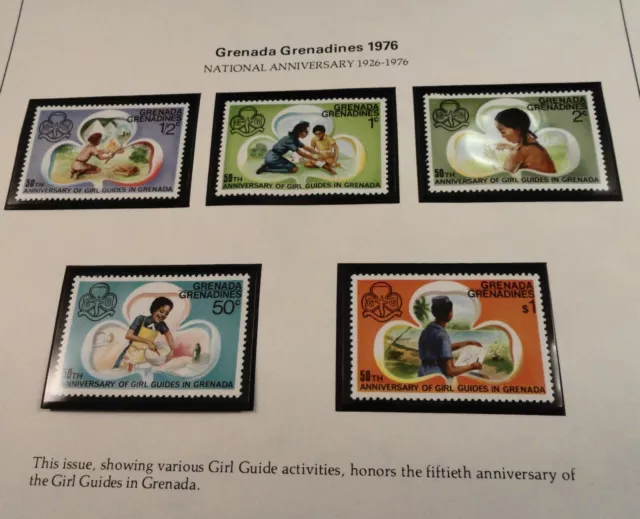 Girl Scouts - Girl Guides Stamp Lot: 5 GRENADA GRENADINES 1976 - 50th Anniversar