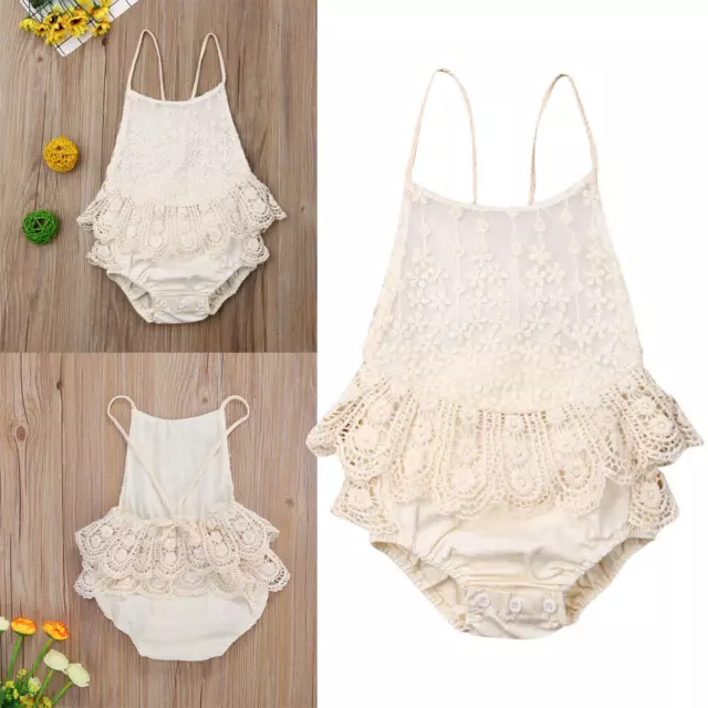 Newborn Baby Girl Lace Romper Boho Clothes One Piece Jumpsuit Bodysuit Outfits