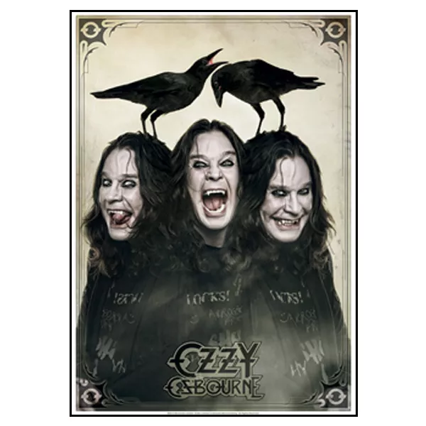 OZZY OSBOURNE Three Headed Cloth Poster Flag Wall Banner 30" x 40"