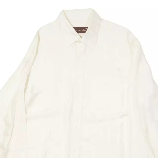 Vintage PROXY WEAR Mens Plain Shirt Cream 90s Long Sleeve L 2