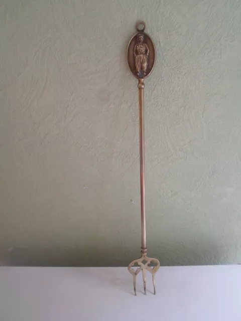 GOOD Vintage Brass Toasting Fork  + Handle Depicts : DUTCH BOY