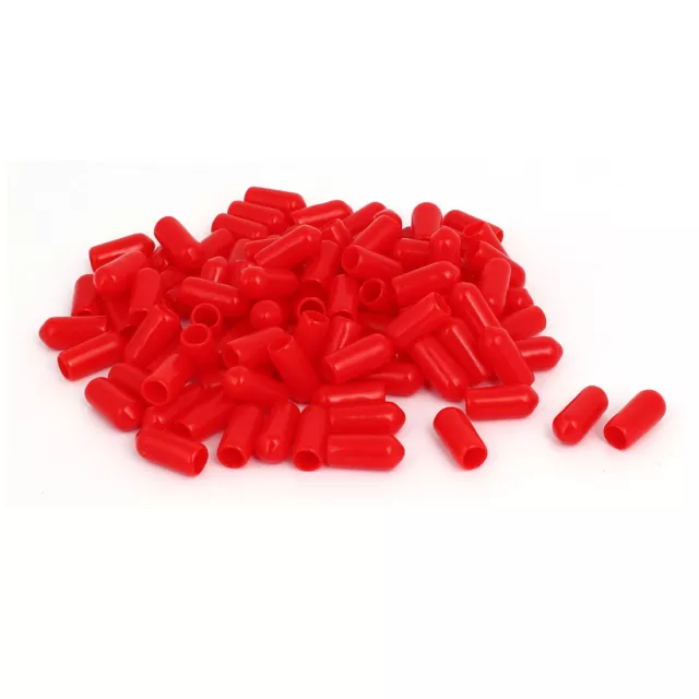 5.5mm Inner Dia Rubber Insulated End Cap Screw Thread Protector Cover Red 100pcs