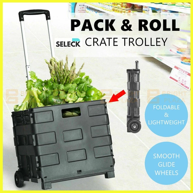Foldable Shopping Cart Trolley Folding Grocery Basket Portable Crate Roll Pack