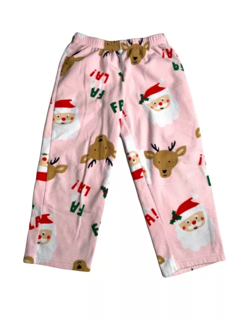 Carters Christmas Plush Sleep Pants Girl Size S 6 Pink Pajama Santa Reindeer