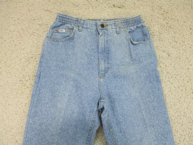 VINTAGE Lee Jeans para mujer 12 pequeños azul mezclilla mamá alta altura lavado ácido cónico años 80 2