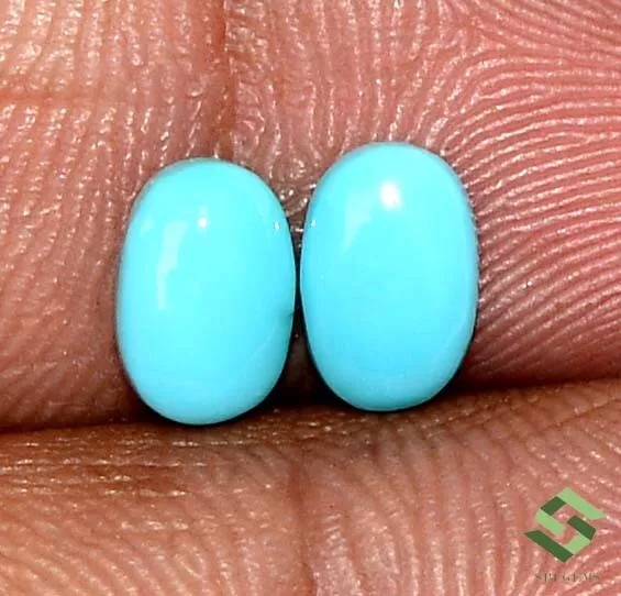 Natural Sleeping Beauty Turquoise Oval Cabochon Pair 7x5 mm 1.37 CTS Loose Gems