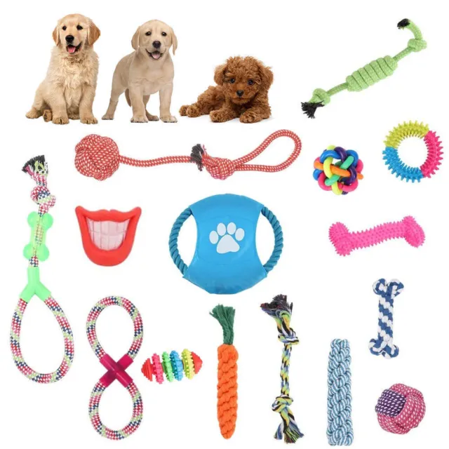 15er/Set Hundespielzeug Hund Welpen Kauen Baumwolle Seile Spielzeug für Haustier 3