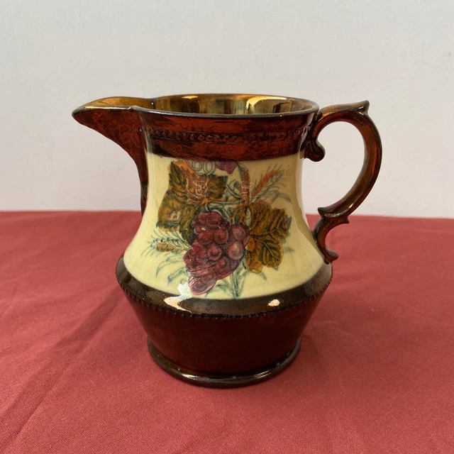 Ancien Pichet Pot À Lait en faïence de JERSEY Déco Rétro Raisin