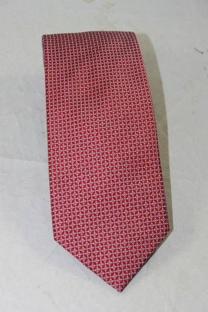 David Donahue Men's Red Geometric Pattern Silk Tie MSRP $135