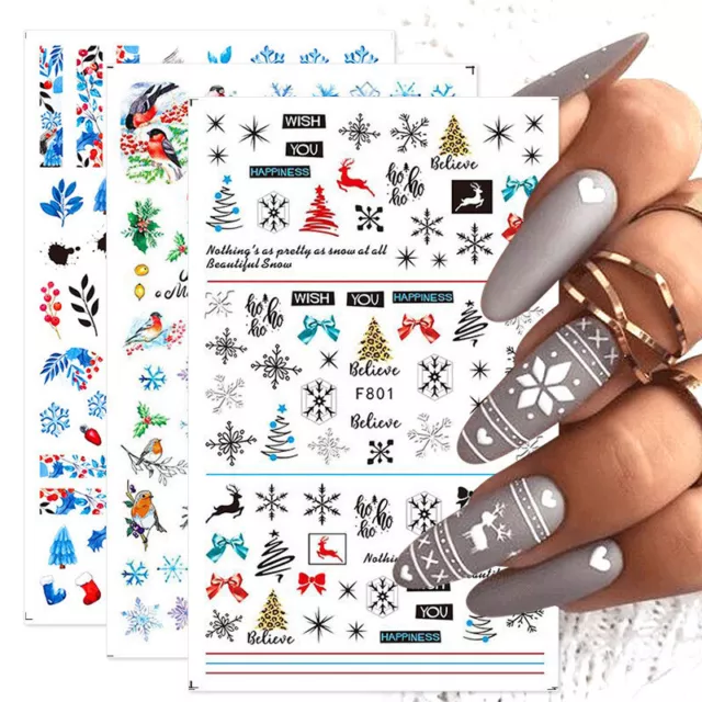 Dessin Animé Mignon Noël Stickers Ongles 3D Bronzante Décalques Slider