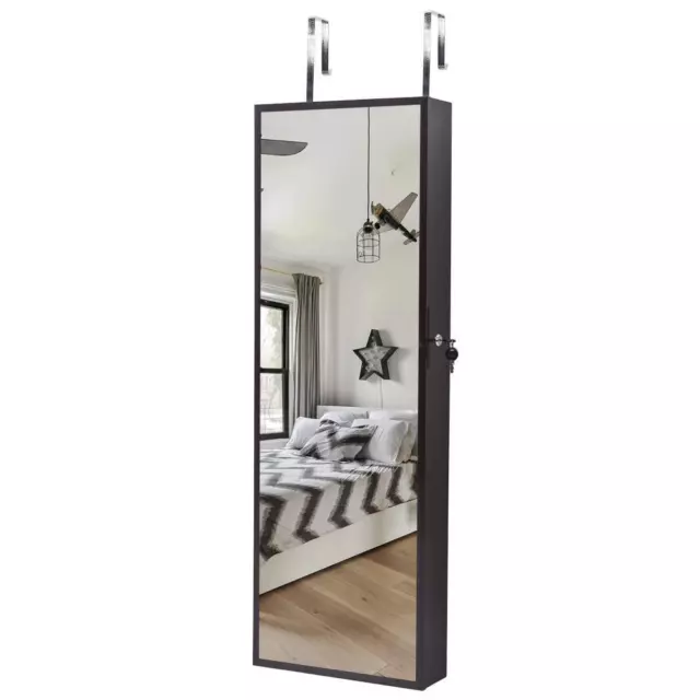 Jewelry Armoires Cabinet Lockable Wall&Door Mounted Organizer Storage w/ Mirror