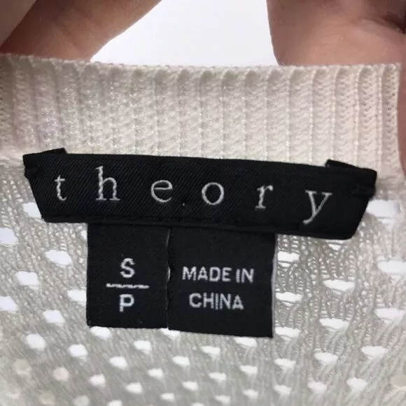 Theory Cream Dreamerly C Rising  Long sleeve Open Knit Sweater Size S 2