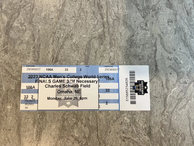 2023 NCAA College World Series Ticket Stub Game 3 RARE Mint LSU Tigers Florida