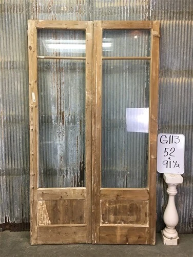 Antique French Double Doors (52x91.5) 2 Pane Glass European Doors G113