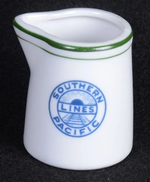 SOUTHERN PACIFIC RAILROAD LINES Ceramic MINIATURE INDIVIDUAL CREAMER 2"H