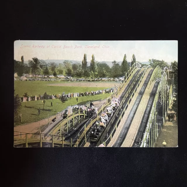 Cleveland OH Euclid Beach Park, Rollercoaster Scenic Railway Antique Postcard