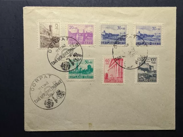 1941 Germany occupation Estland Estonia Mi 4-9 complete set stamp day cancelatio