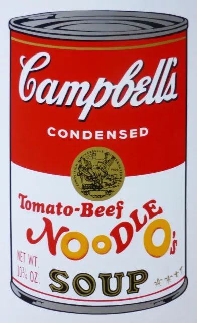 ANDY WARHOL CAMPBELLS' TOMATO-BEEF NOODLE O'S SOUP II Can SUNDAY B.MORNING /1500