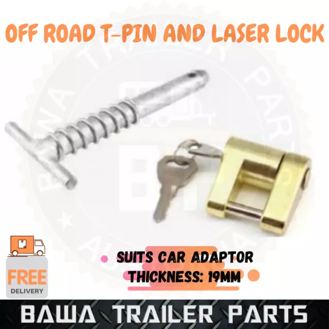 Car Adapter T Pin Poly Block Hitch Coupling Laser Lock Trailer Caravan off road