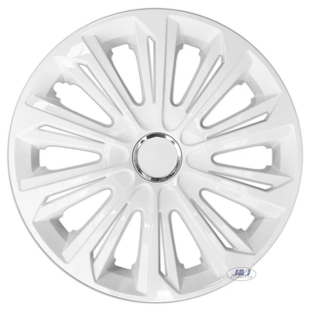 4 pcs SET 14" WHEEL TRIMS COVERS WHITE GLOSS HUB CAPS 14 INCH STRONG