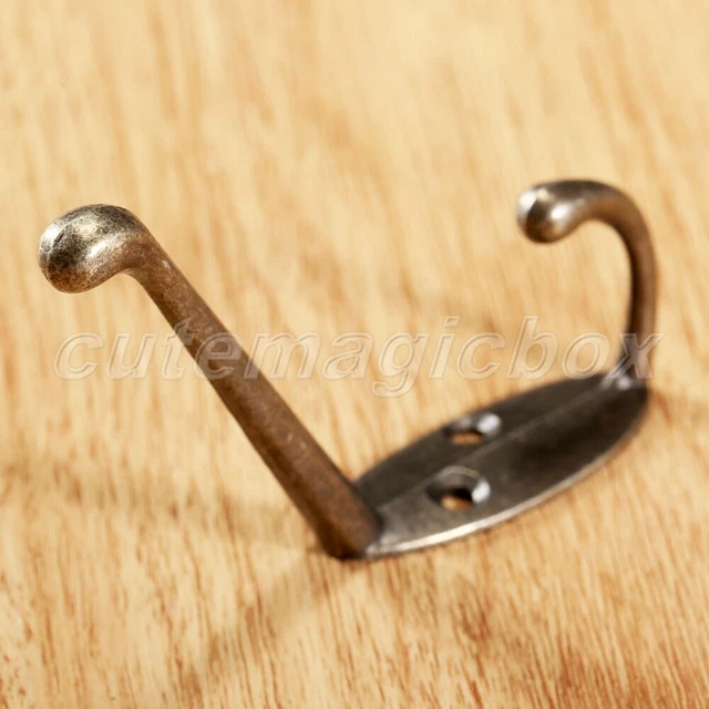 Vintage Brass Towel Hanger Hooks Rack Hat Coat Bathroom Door Wall Mount Holder