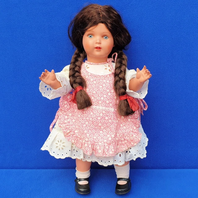 Ancienne Poupée Schildkröt 1950 36 Cm Cheveux Moulés Allemagne Fille Collection
