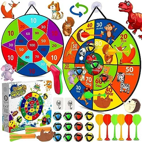 14 '' Dart Board pour enfants avec des boules collantes ventouses, planche  de fléchettes double face, jouets de jeu amusants de fête en plein air  intérieur, cadeaux de jouets d'anniversaire pour garçons