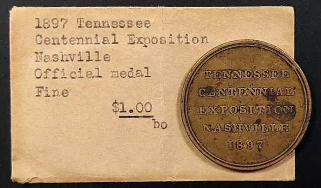 1897 Tennessee Centennial Exposition Official Medal SC$, brass, HK-274! sku 14