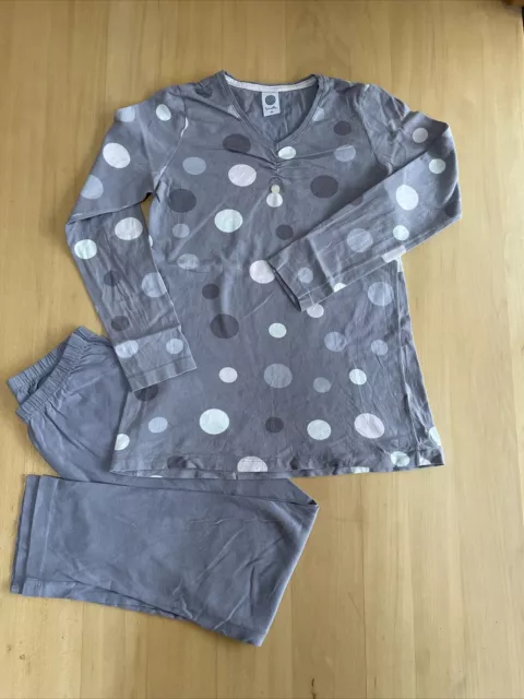 Sanetta Schlafanzug Punkte Kreise Gr.140 Pyjama grau weiß *NEUwertig*NP38€