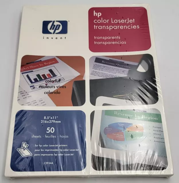 HP Color LaserJet Transparencies 50 Sheets 8.5"x11" C2934A - New