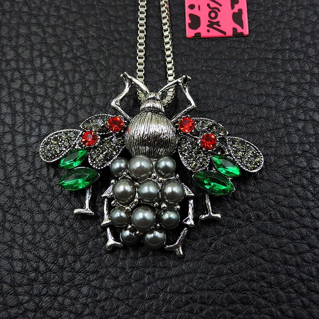 Hot Rhinestone Crystal Bee Honeybee Pendant Betsey Johnson Chain Necklace