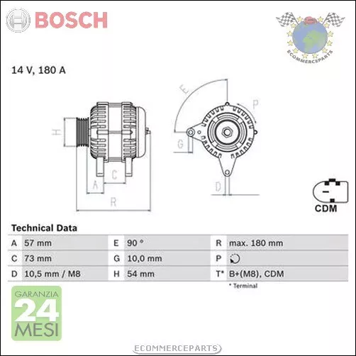 Alternatore Bosch per BMW X3 E83 xDrive 2.0 X1 E84 sDrive 5 E61 520 E60 3 E93 3