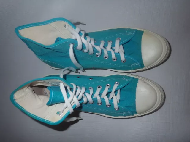 Vintage 80s KMART Trax High Tops Aqua Sneaker 7.5 Mens Shoes Canvas Blue USA 2